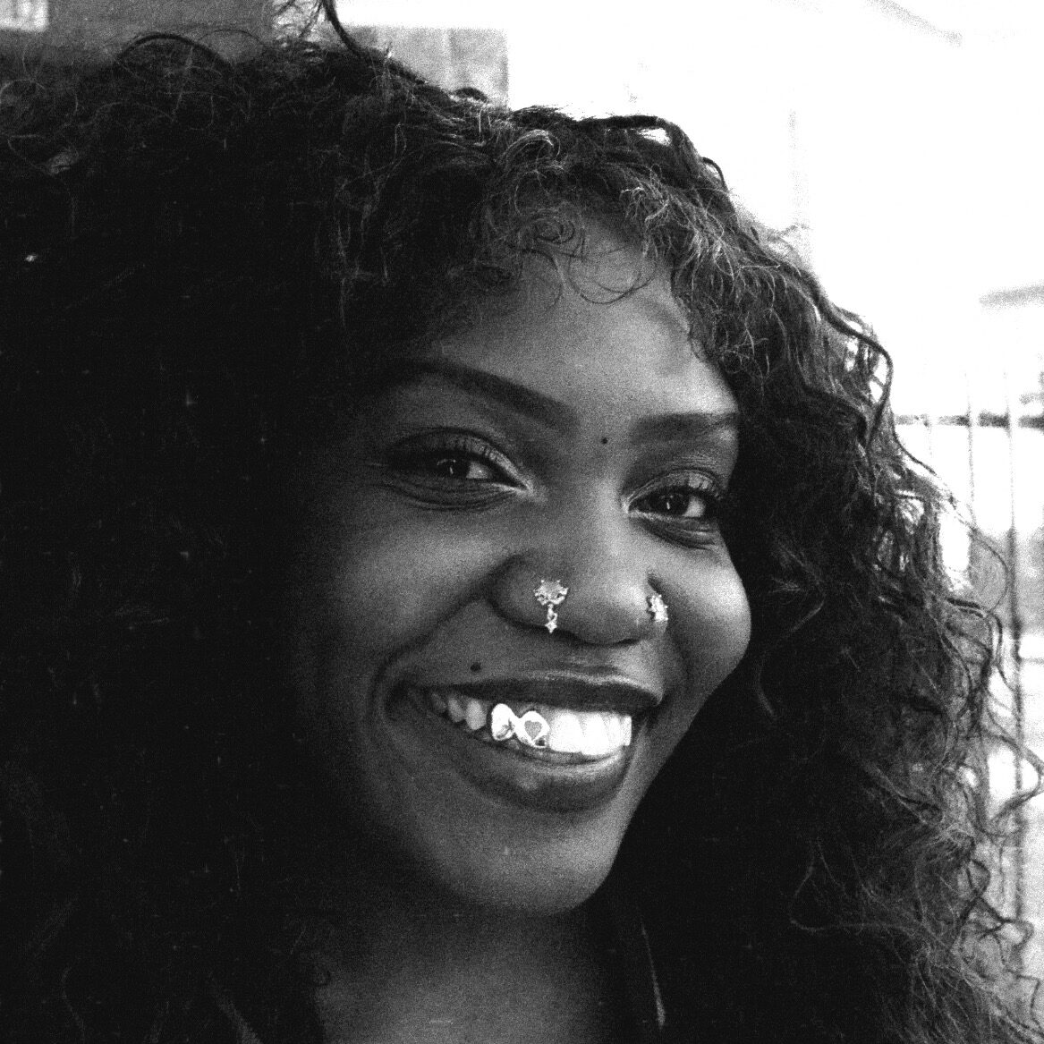 a woman smiling